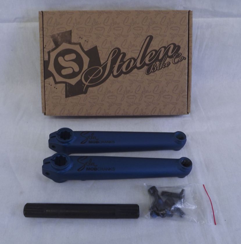 New Stolen MOB BMX Cranks 175mm Matte Blue Street Park Dirt  