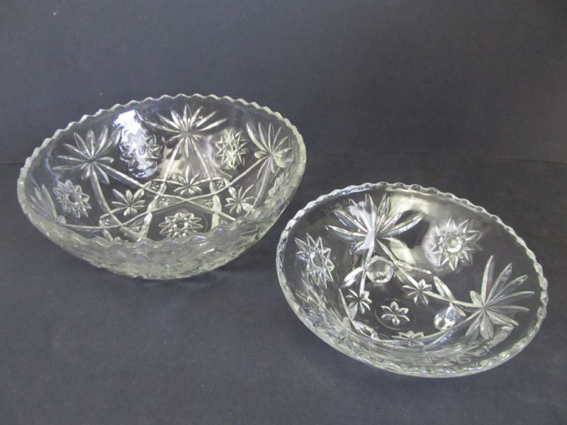 Crystal Serving Bowls Matching Set of Two  