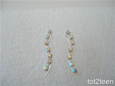 925 Sterling Silver Curvy CZ Ear Wire Pin Earring Auror  