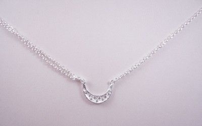 Melinda Maria Shiny Moon + Star Necklace Sterlin Silver / White  