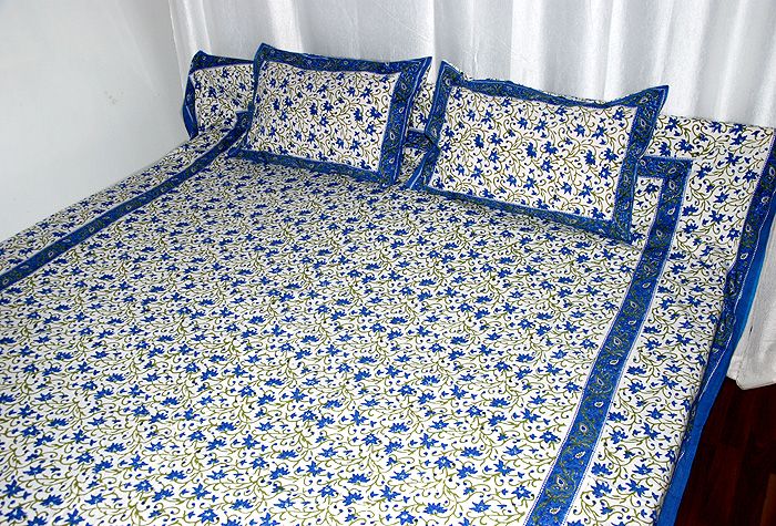 Ethnic Boho Chenille Cotton Bedspread Bedsheet Indian  
