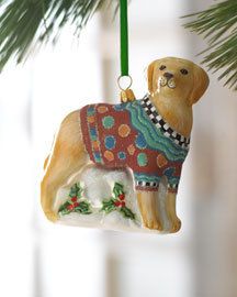 MACKENZIE CHILDS YELLOW LAB ORNAMENT was $68.00  