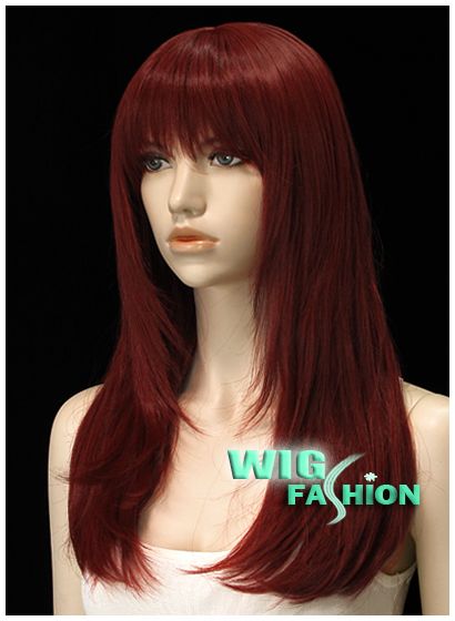 New Long 20 in. Wavy Dark Red Hair Wig NG80  