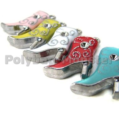 Lot 20 Assorted BOOT Enamel Charm Bead Pendants 15x21mm  