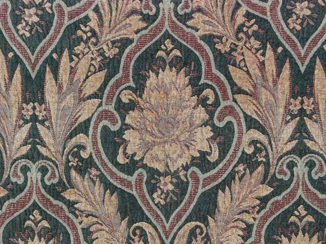   Gold Red Damask SOFT Washed Chenille Drapery Upholstery Fabric  