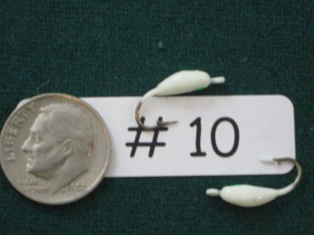 10 1/64oz. Glow GREEN EYE Ice Jigs Moon Glow Lures  