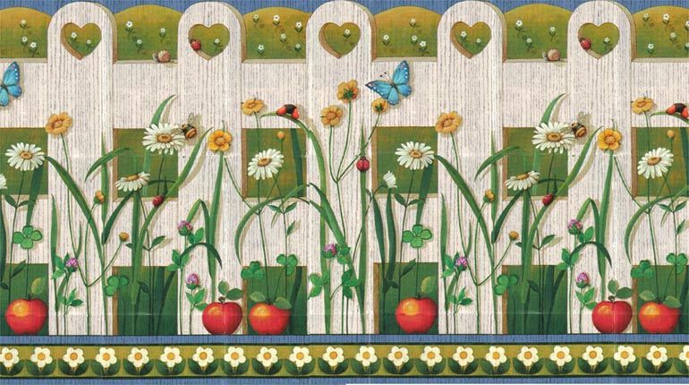 MAGIC GARDEN,FENCE,DAISY Wallpaper Border YH2143B  