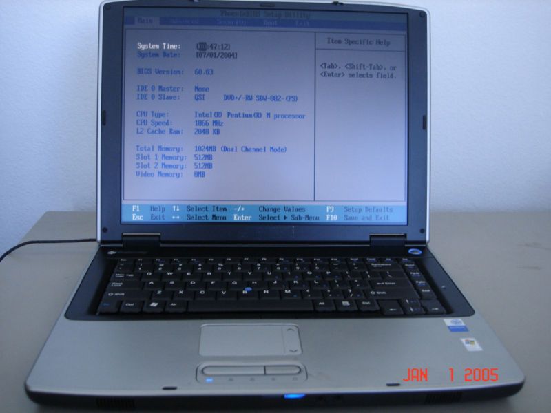 Gateway M460 Laptop Pentium M 1.87 Ghz, 1GB RAM, 15  