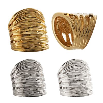 Silver, Rhodium, or 10K Gold Plated Wide Braided Band Rings in Sizes 6 