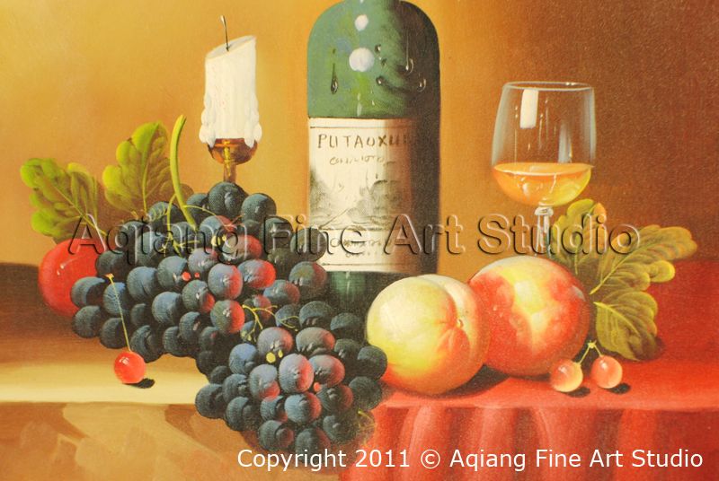   Reproduction Art Still Life Oil Painting On Canvas Wine Glass Grape