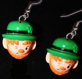 Funky Huge LEPRECHAUN HEAD EARRINGS Lucky Irish Jewelry  