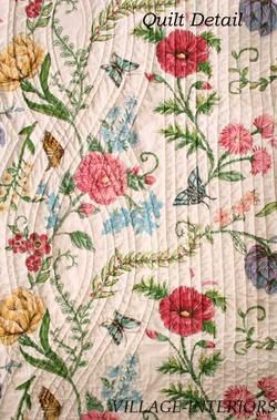   DESIGNER KATE MCROSTIE FLORAL EMBROIDERY GARDEN CAL/ KING COTTON QUILT