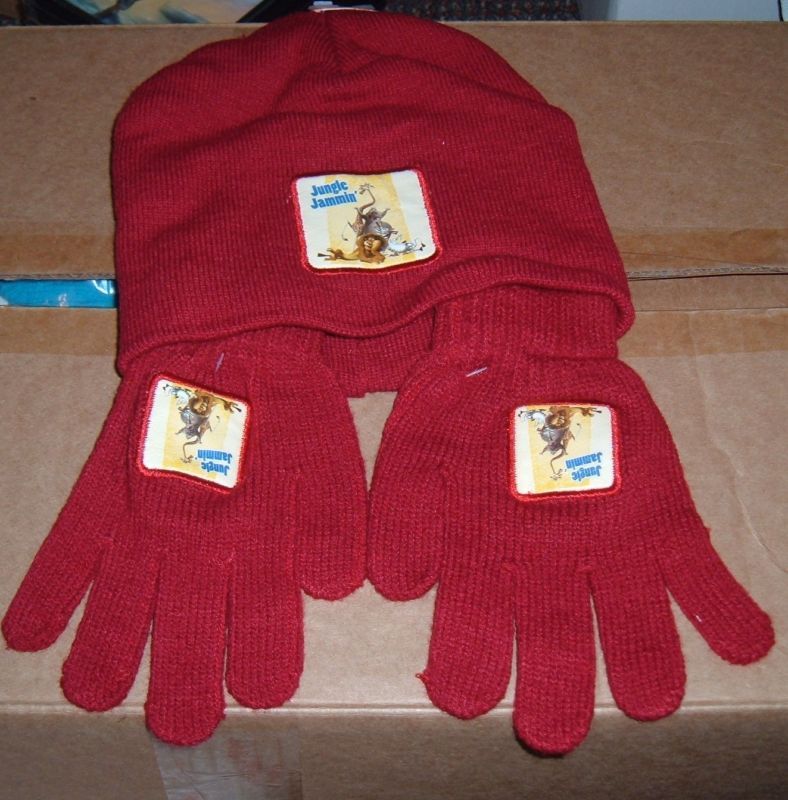 B69 MADAGASCAR KIDS KNIT RED HAT GLOVE SET  