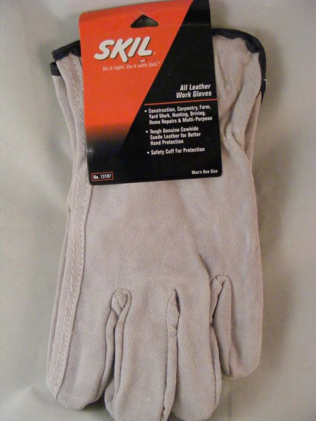 SKIL Leather Work Glove Genuine Cowhide Suede Multi Use 024291131076 