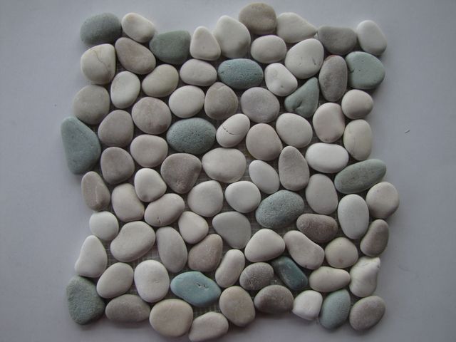 MARBLE MIXED GREEN/TAN/WHITE COLORS PEBBLE Tiles  