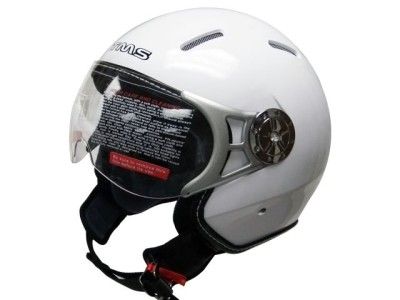 WHITE MOTORCYCLE OPEN FACE JET PILOT FLIGHT HELMET ~L  