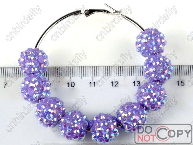 HOT Fashion basketball wives Earring Diamond beads Balls AB Hoop 