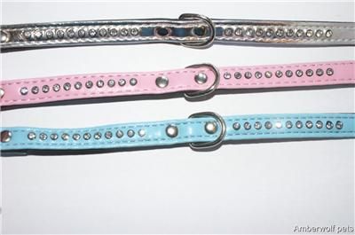 Diamante dog collar jewelled studded puppy small bling crystal faux 