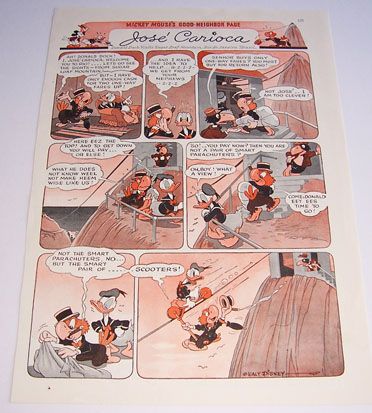 DONALD DUCK JOSE CARIOCA ORIG. 1940S COMIC PAGES ~ WW2  