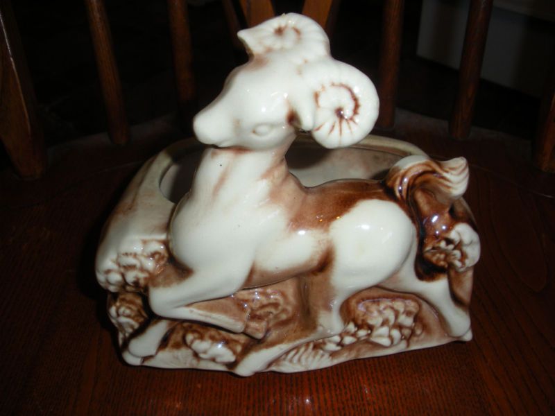 Vintage Shawnee Ram/Horse Planter, Brown and White  