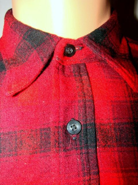 Vtg 70s Red Plaid PENDLETON BUTTON UP Shirt Sz M  