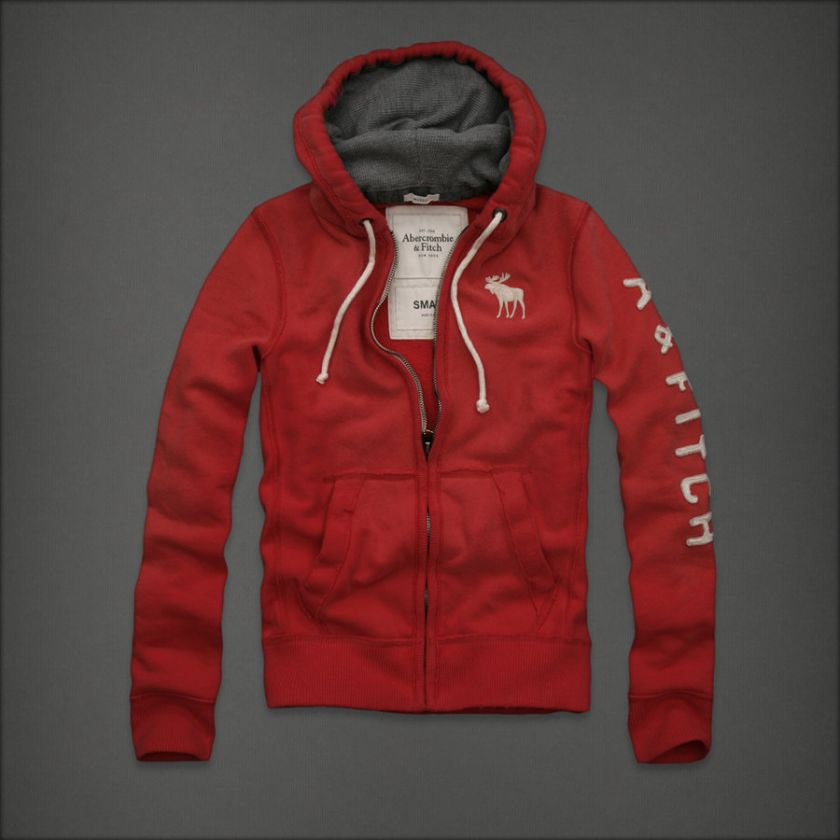 New Abercrombie Mens Hoodie Jacket Morgan Mountain Red Size L  