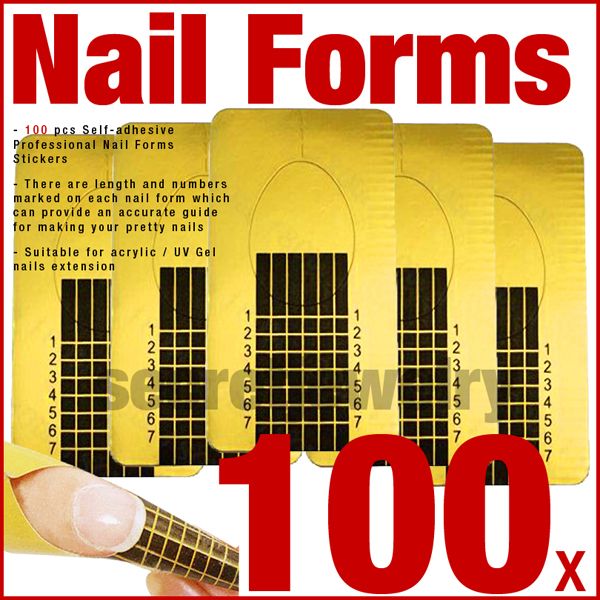 100 PCS PRO Nail Form Self adhesive Stickers  