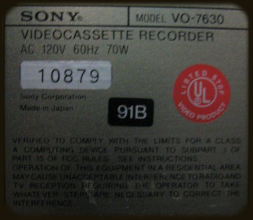 SONY VO 7630 VIDEO CASSETTE RECORDER VO7630  