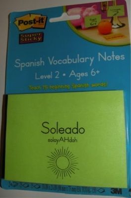 Spanish VOCABULARY WORDS  post IT Notes   SET of 75  