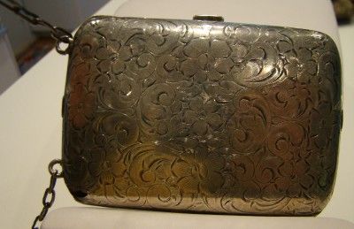 Fine Antique Art Nouveau Sterling Silver Dance Purse Compact  