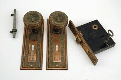 ANTIQUE VICTORIAN P & F CORBIN DOOR LOCK SET C 1885  