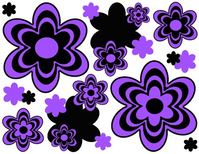 PURPLE BLACK FLOWER TEEN GIRL WALL BORDER STICKER DECAL  