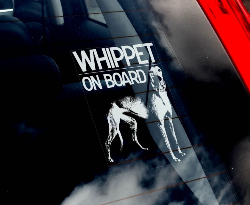 Whippet   Dog Car Window Sticker   Dog Sign,   n.Greyhound/harness 