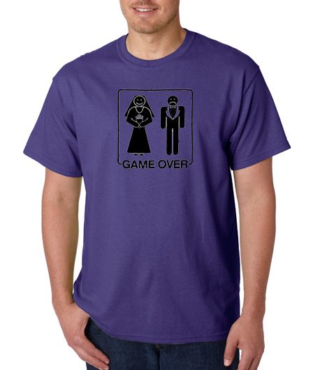 Game Over Wedding Marriage Funny 100% Cotton Tee Shirt  