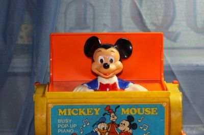 1975 Mickey Mouse Toy Busy Pop Up Piano Walt Disney Music Piano Jack 