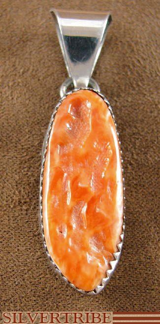 Navajo Indian Jewelry Oyster Shell Silver Slide Pendant  