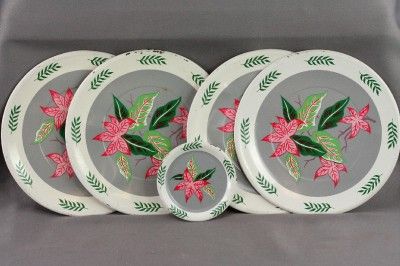 Vintage OHIO ART Toy Tin Litho Cockatoo Tropical Dishes  