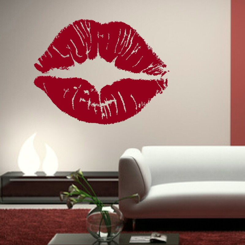 GIANT KISSING PUCKERED LIPS WALL ART STICKERS DECALS GIANT removable 