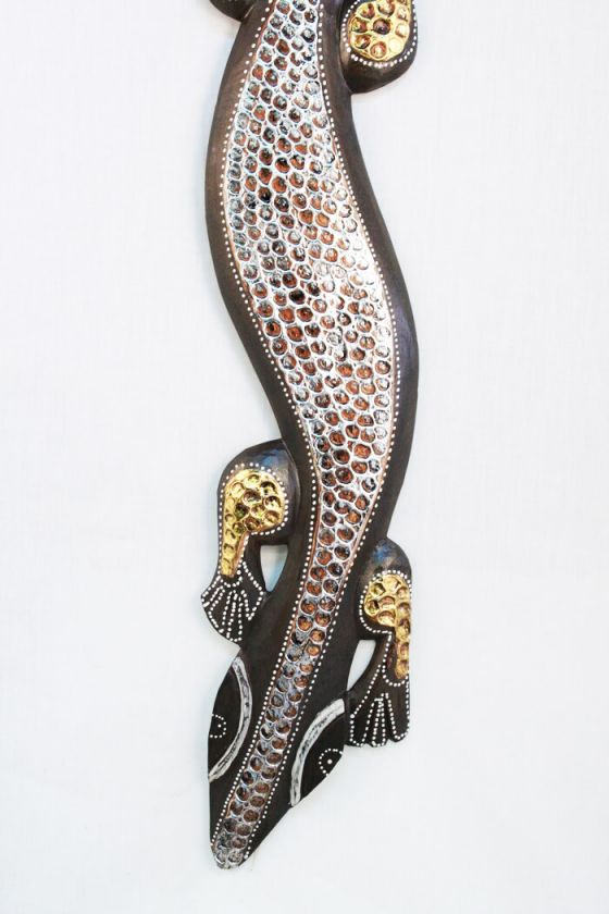 Tribal Silver Gecko 38 relief Wall Decor Carved Art  