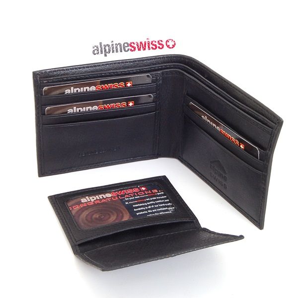 Mens Leather Wallet Bifold Passcase Removable Card ID Case By Alpine 