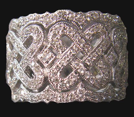 DIAMOND WEDDING BAND INTRICATE CELTIC PATTERN GORGEOUS  