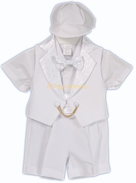 NEW Toddler BOY 6 pcs SUMMER TUXEDO SHORT Set WHITE Sz5  